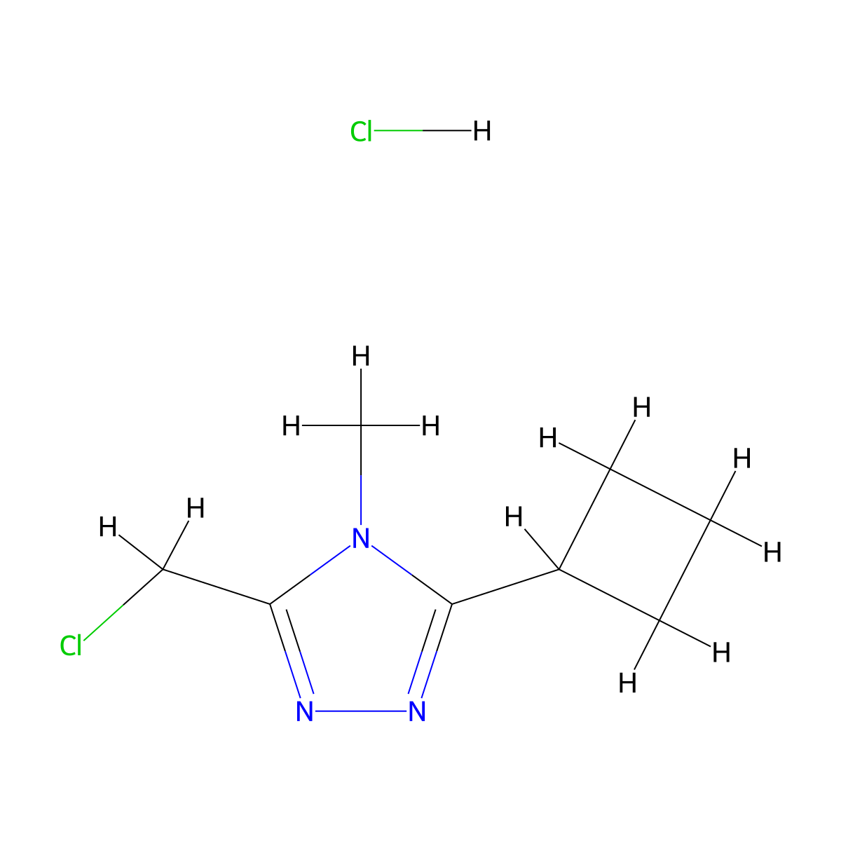 3-(chloromethyl)-5-cyclobutyl-4-methyl-4H-1,2,4-triazole hydrochloride molecular structure, CAS 1461704-97-1