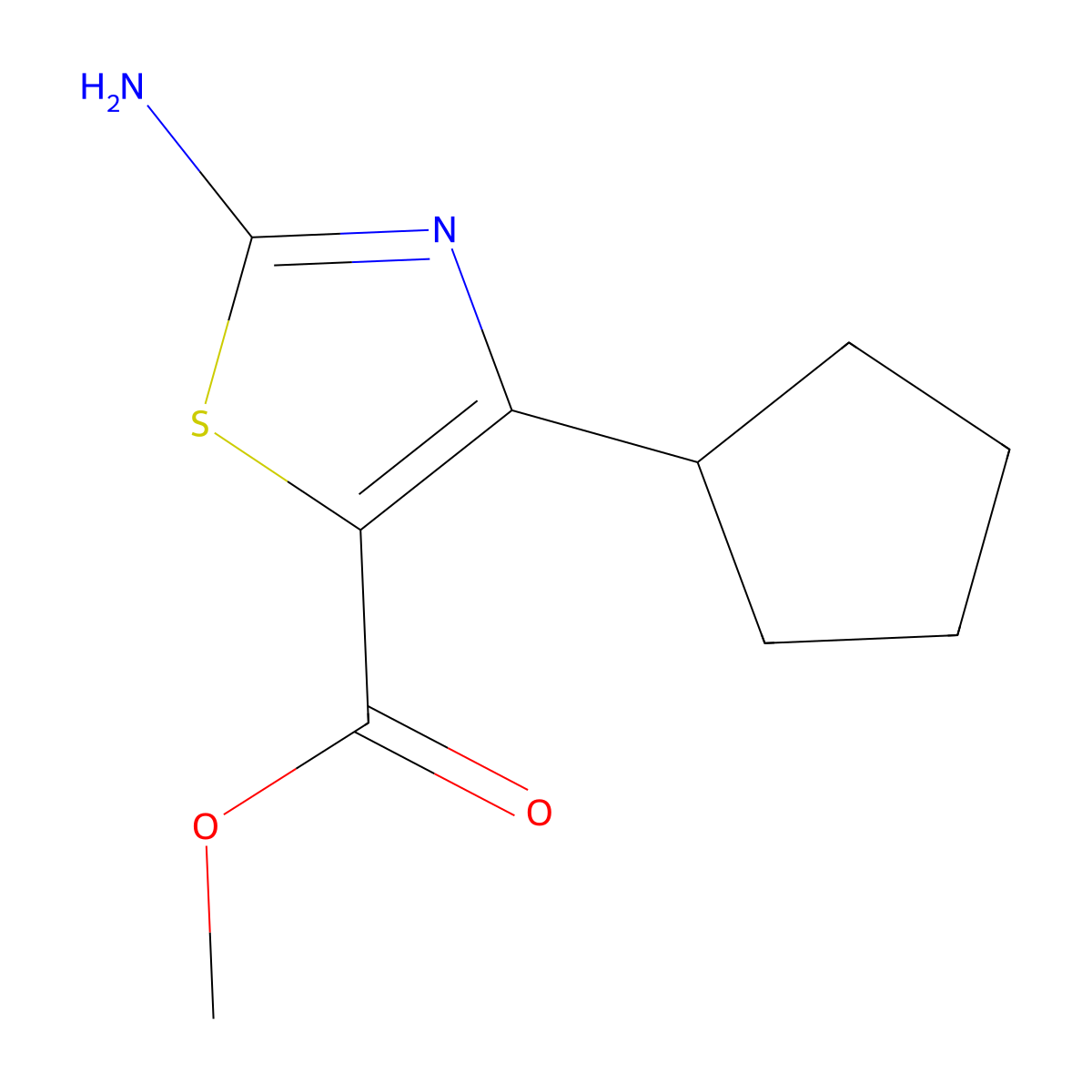 Methyl 2-amino-4-cyclopentyl-1,3-thiazole-5-carboxylate molecular structure, CAS 1461705-01-0