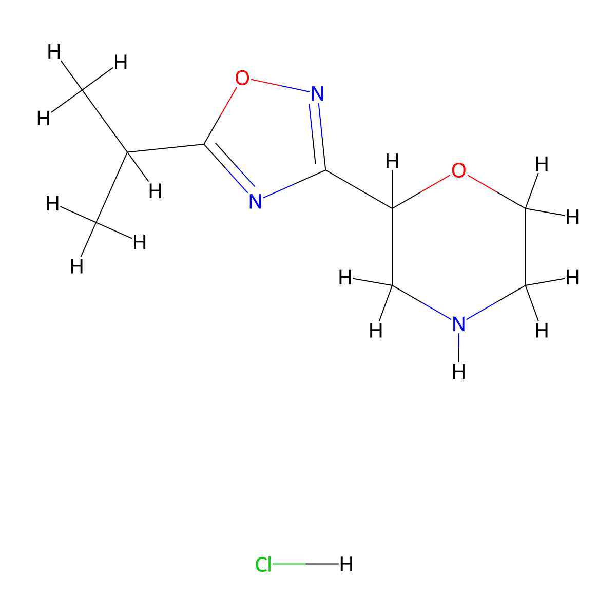 2-[5-(Propan-2-yl)-1,2,4-oxadiazol-3-yl]morpholine hydrochloride molecular structure, CAS 1461705-06-5