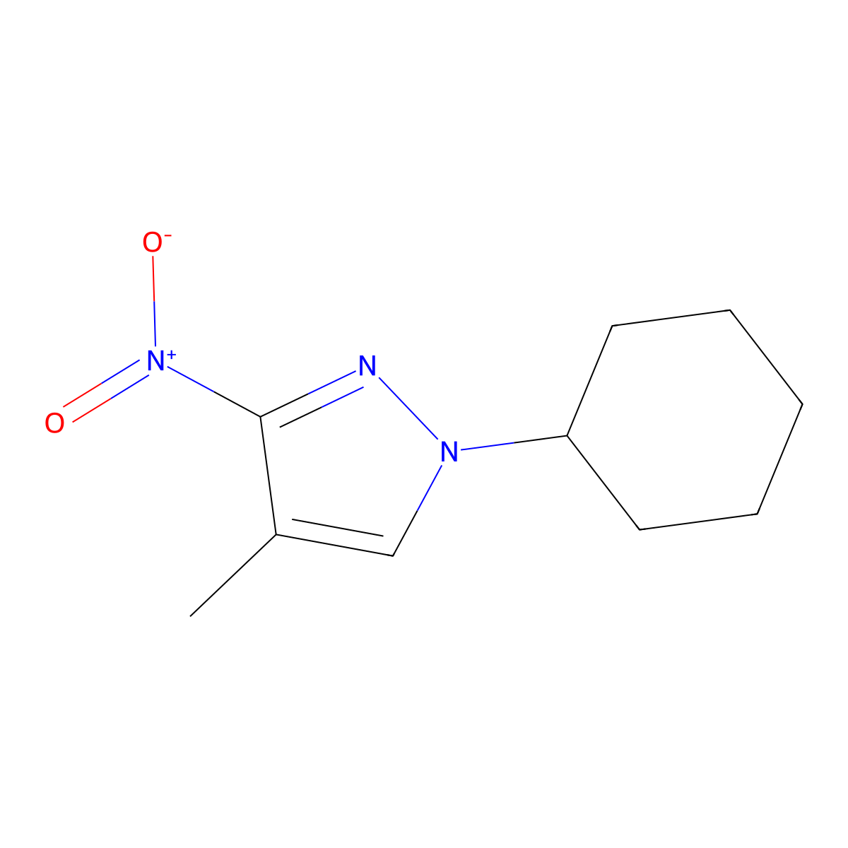 1-cyclohexyl-4-methyl-3-nitro-1H-pyrazole molecular structure, CAS 1461705-07-6