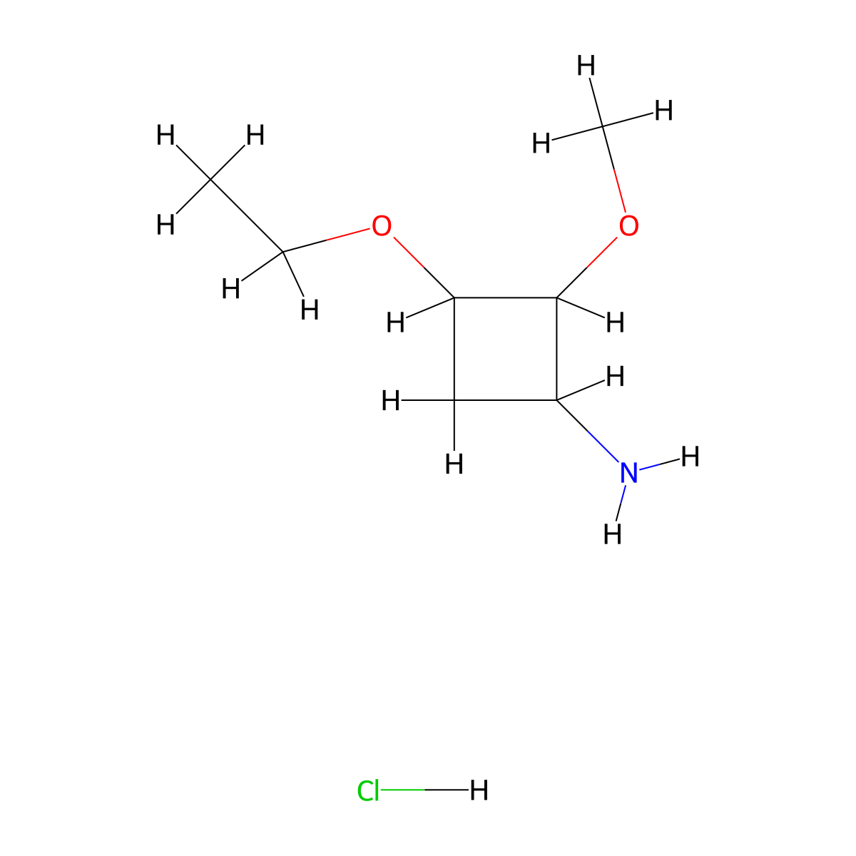 3-Ethoxy-2-methoxycyclobutan-1-amine hydrochloride molecular structure, CAS 1461705-09-8