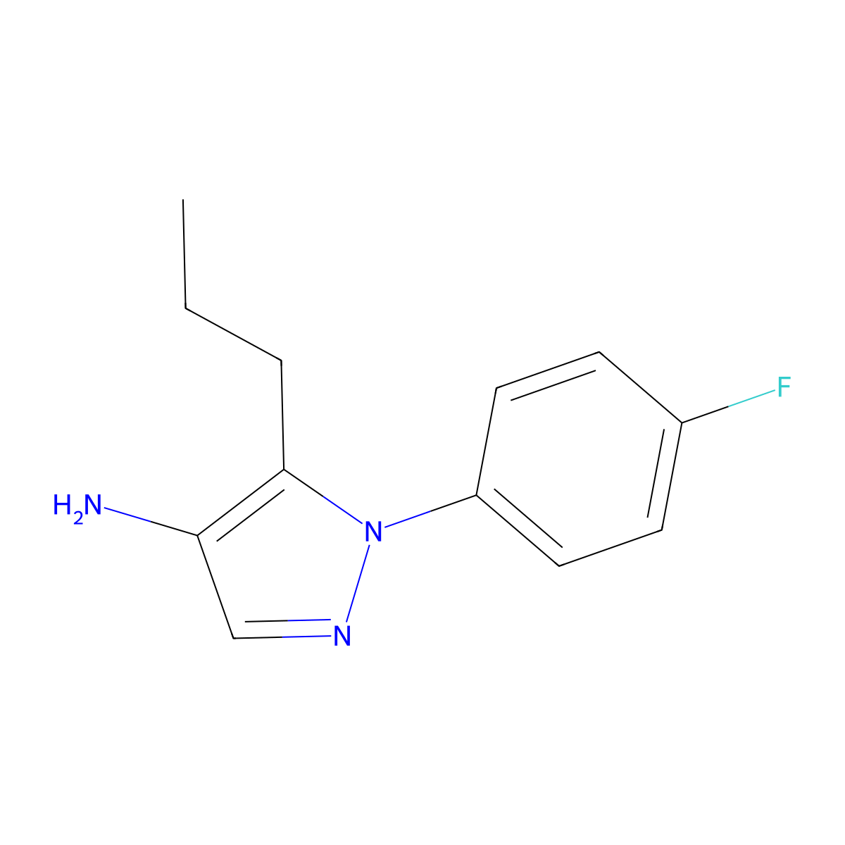 1-(4-fluorophenyl)-5-propyl-1H-pyrazol-4-amine molecular structure, CAS 1461705-10-1