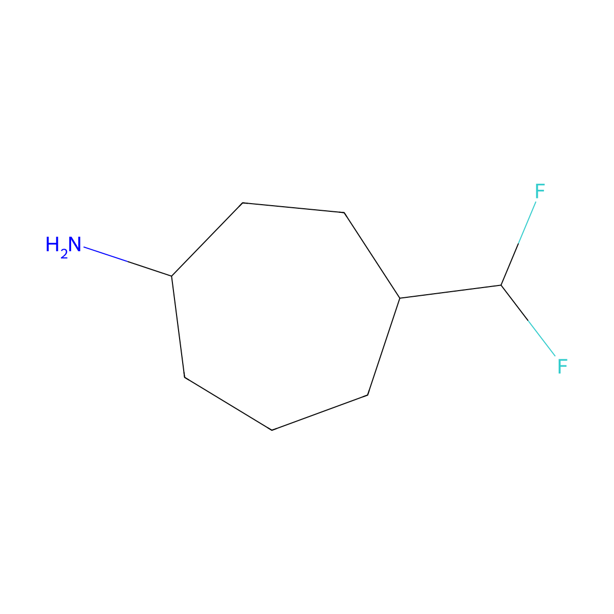4-(Difluoromethyl)cycloheptan-1-amine molecular structure, CAS 1461705-15-6