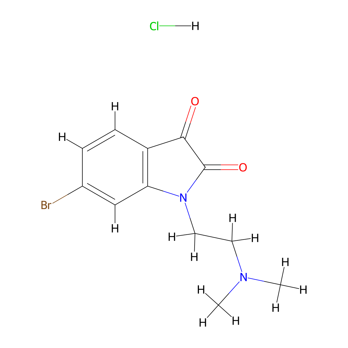 6-bromo-1-[2-(dimethylamino)ethyl]-2,3-dihydro-1H-indole-2,3-dione hydrochloride molecular structure, CAS 1461705-19-0