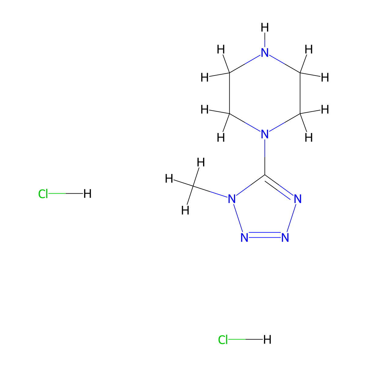 1-(1-methyl-1H-1,2,3,4-tetrazol-5-yl)piperazine dihydrochloride molecular structure, CAS 1461705-20-3