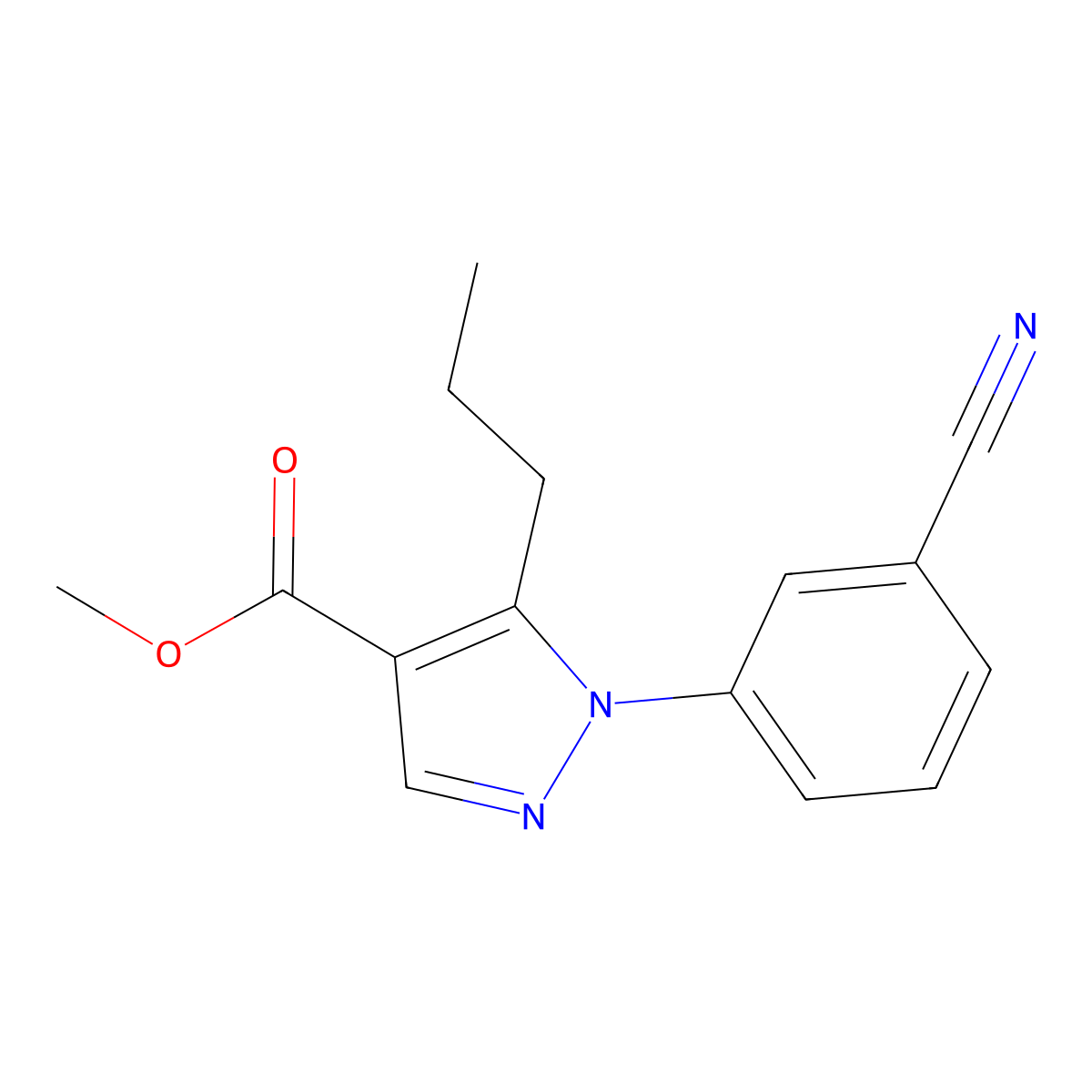 Methyl 1-(3-cyanophenyl)-5-propyl-1H-pyrazole-4-carboxylate molecular structure, CAS 1461705-23-6