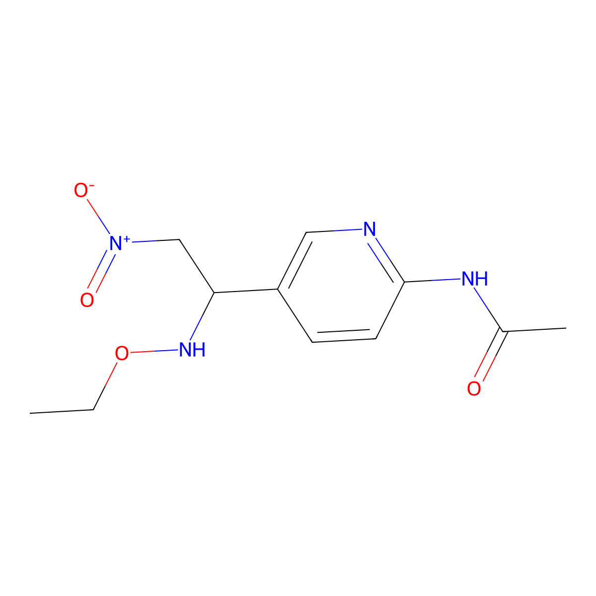 N-{5-[1-(ethoxyamino)-2-nitroethyl]pyridin-2-yl}acetamide molecular structure, CAS 1461705-27-0