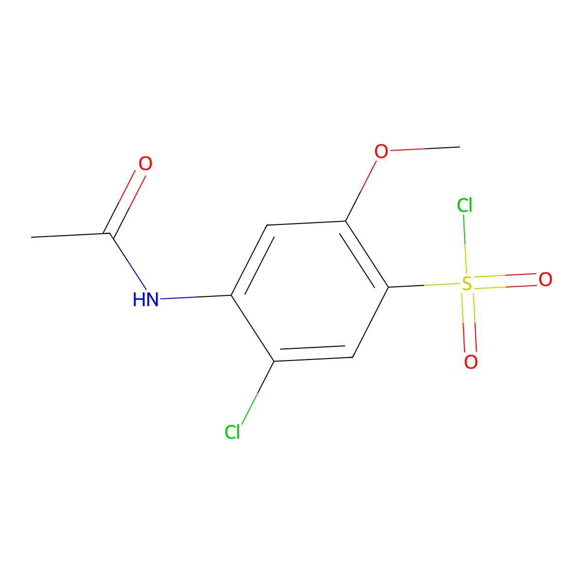 5-Chloro-4-acetamido-2-methoxybenzene-1-sulfonyl chloride molecular structure, CAS 1461705-33-8