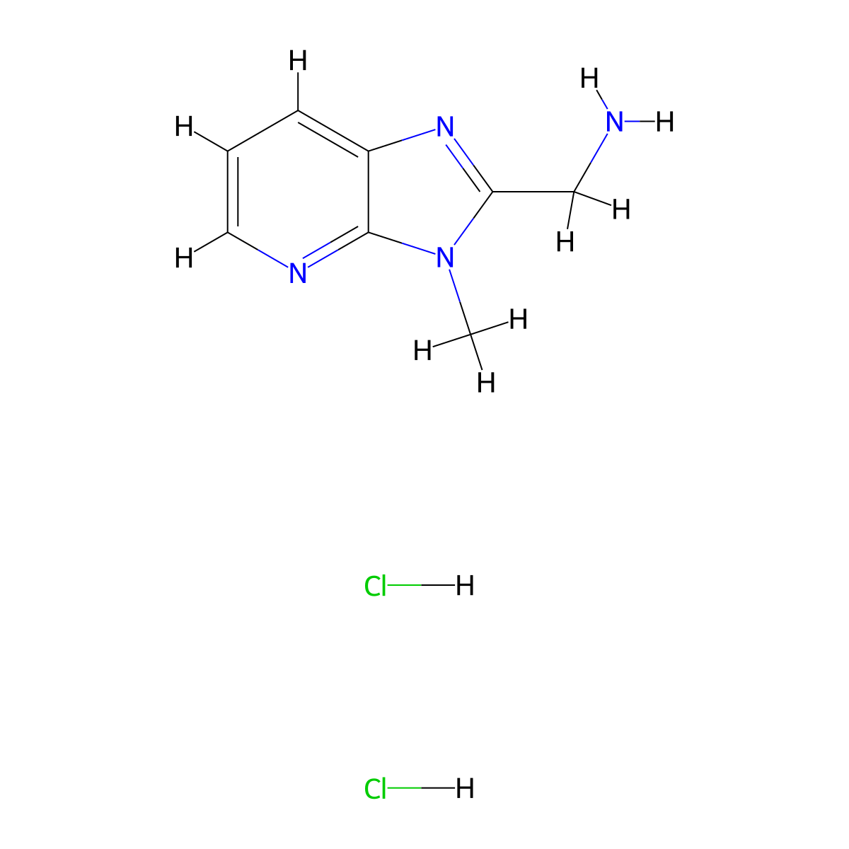 (3-methyl-3H-imidazo(4,5-b)pyridin-2-yl)methanamine dihydrochloride molecular structure, CAS 1461705-36-1