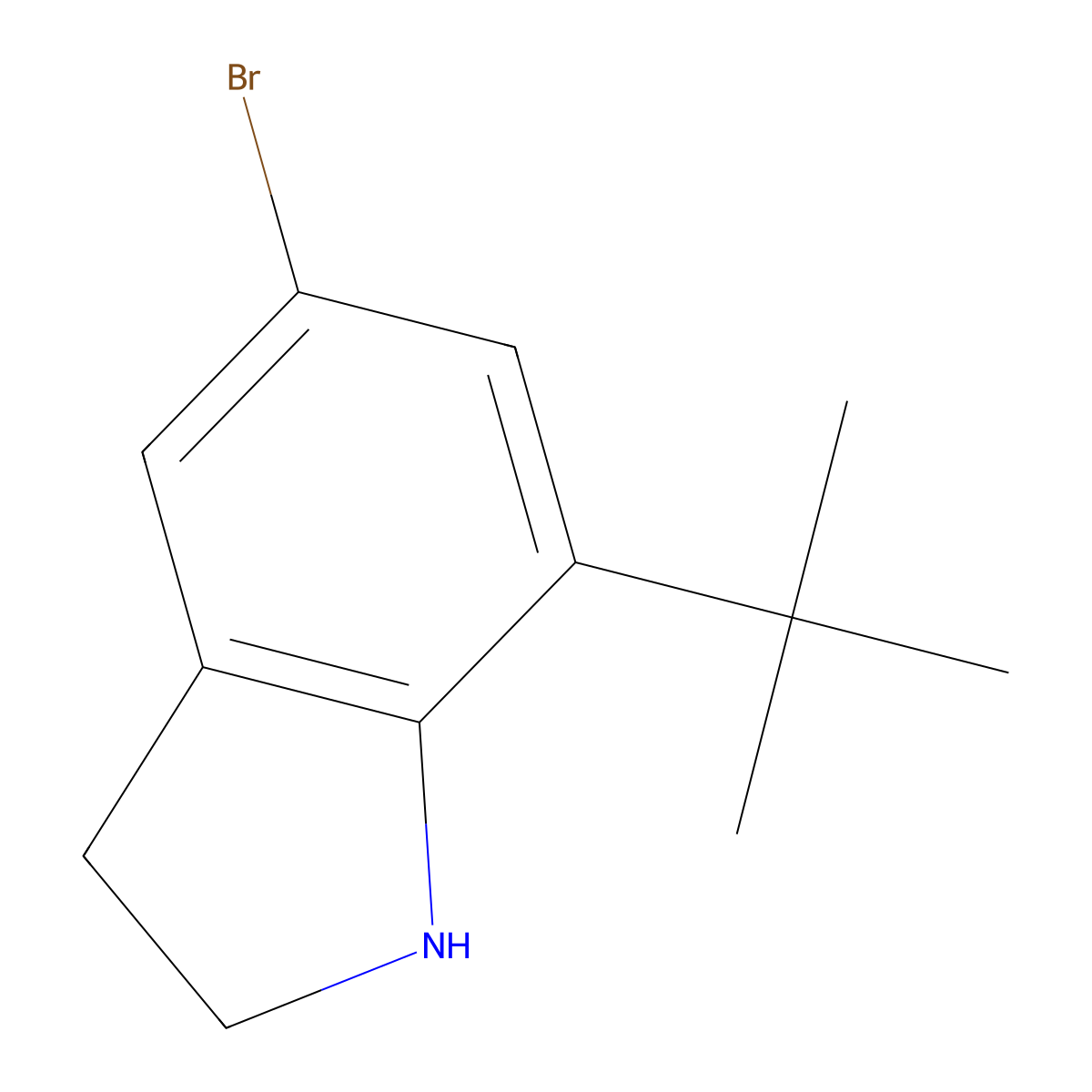 5-Bromo-7-tert-butyl-2,3-dihydro-1H-indole molecular structure, CAS 1461705-39-4