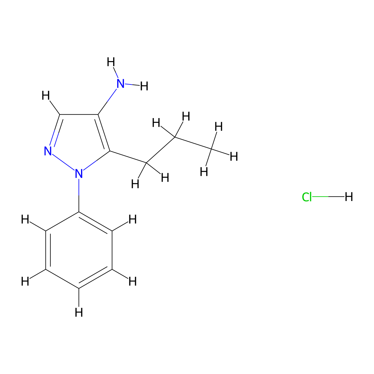 1-phenyl-5-propyl-1H-pyrazol-4-amine hydrochloride molecular structure, CAS 1461705-42-9