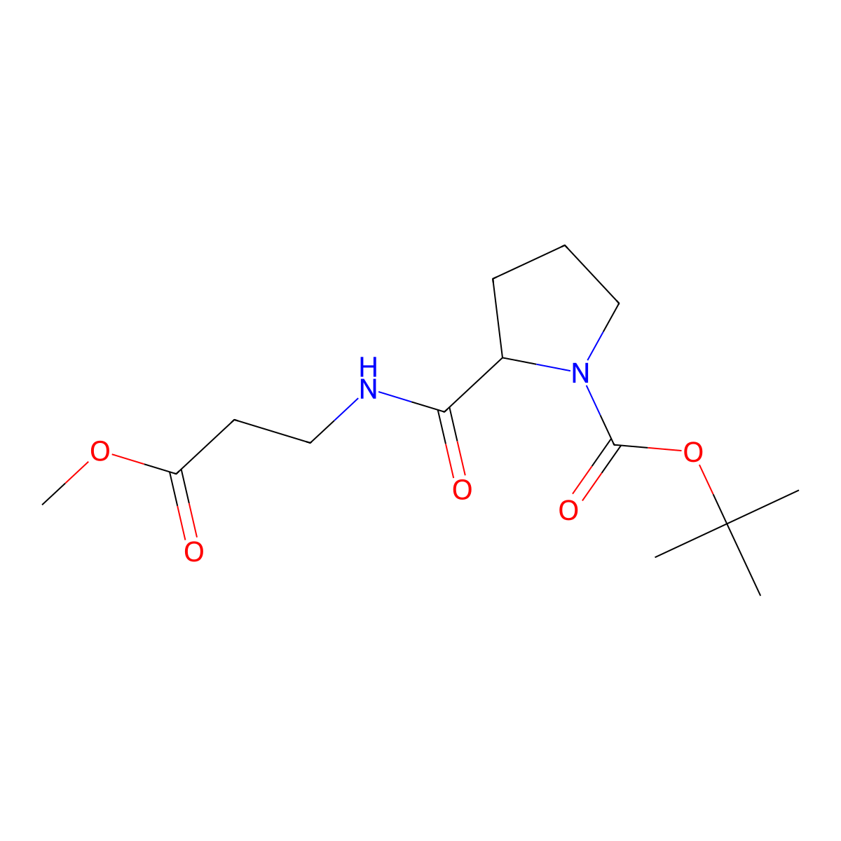 Tert-butyl 2-[(3-methoxy-3-oxopropyl)carbamoyl]pyrrolidine-1-carboxylate molecular structure, CAS 1461705-43-0