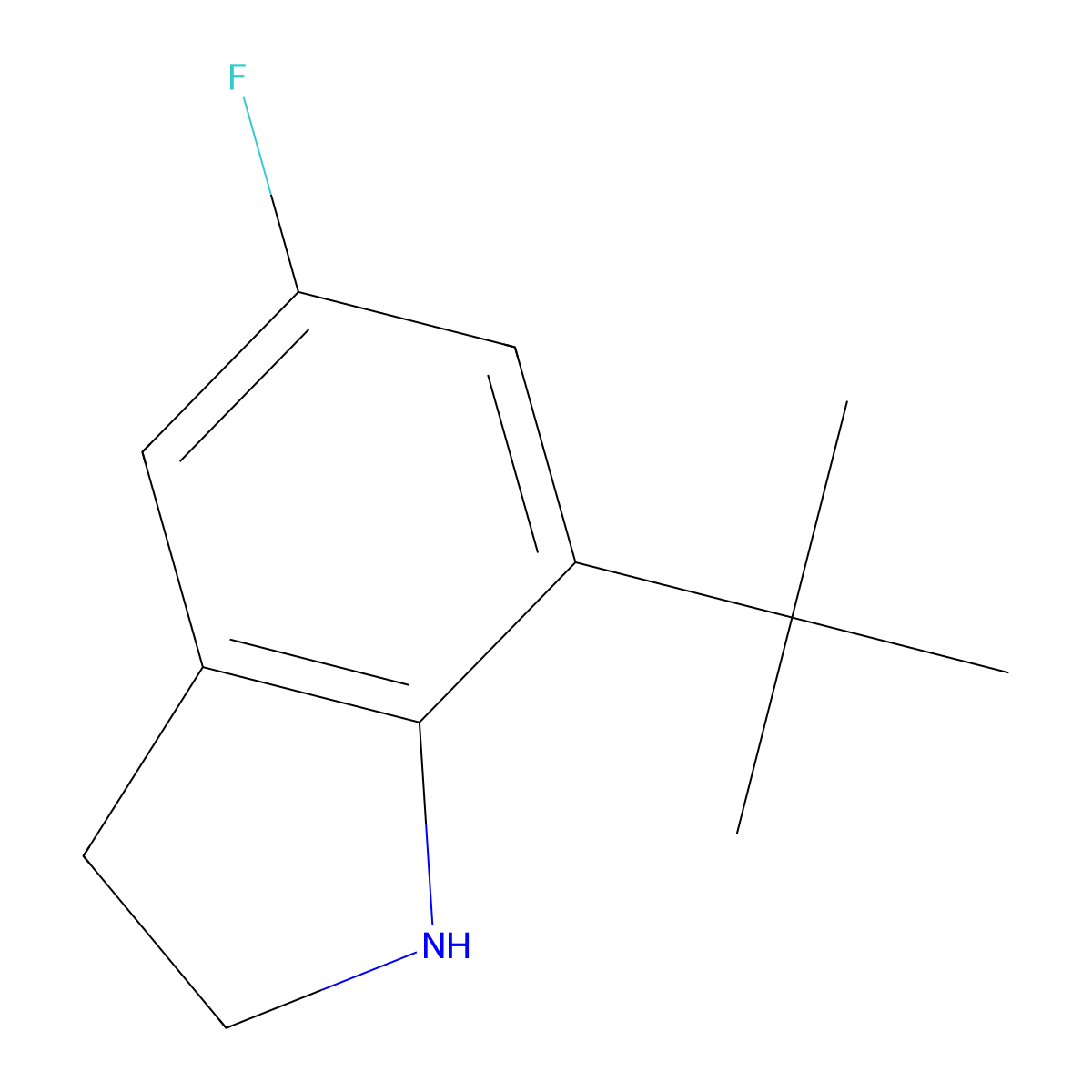 7-tert-Butyl-5-fluoro-2,3-dihydro-1H-indole molecular structure, CAS 1461705-53-2