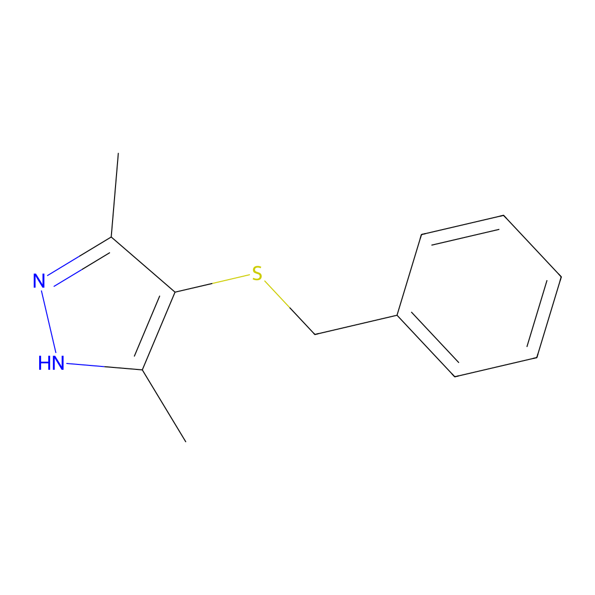4-(benzylsulfanyl)-3,5-dimethyl-1H-pyrazole molecular structure, CAS 1461705-56-5