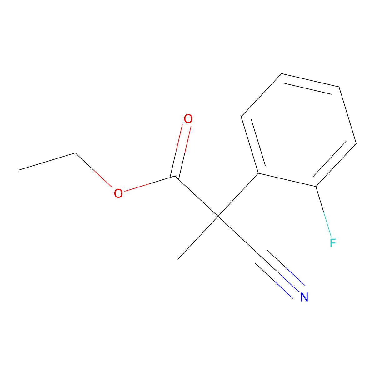 Ethyl 2-cyano-2-(2-fluorophenyl)-2-methylacetate molecular structure, CAS 1461705-64-5