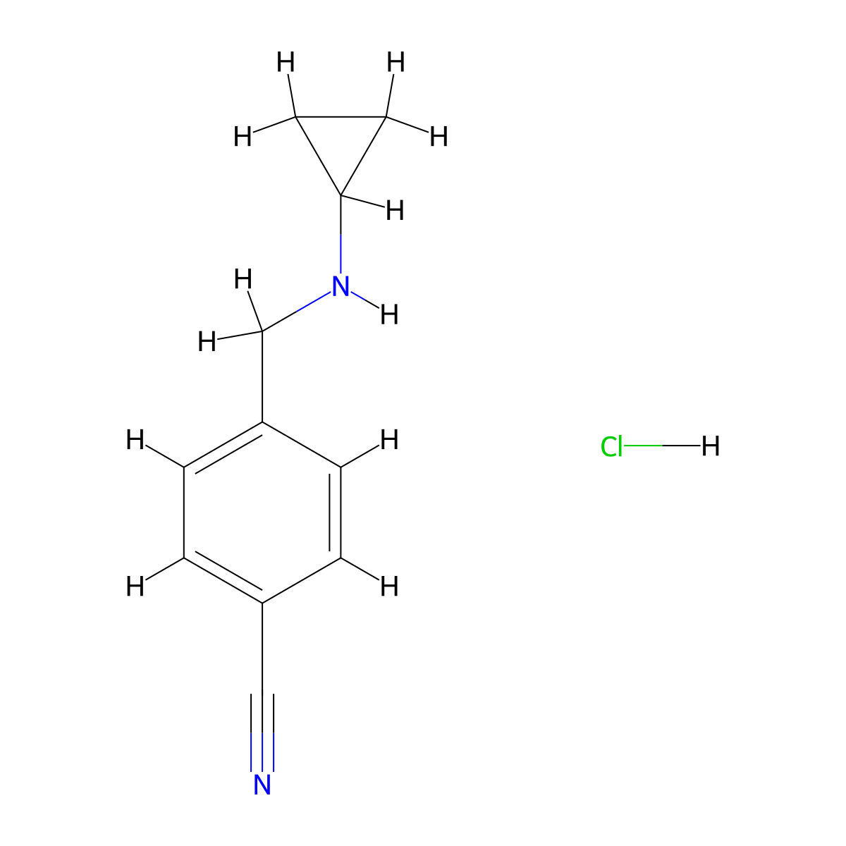 4-((Cyclopropylamino)methyl)benzonitrile hydrochloride molecular structure, CAS 1461705-73-6