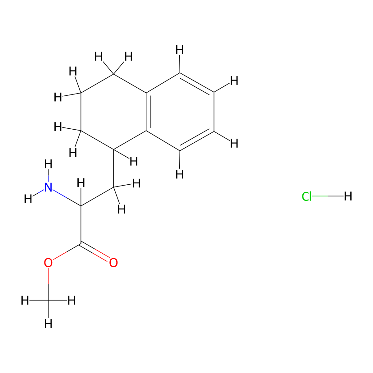 Methyl 2-amino-3-(1,2,3,4-tetrahydronaphthalen-1-yl)propanoate hydrochloride molecular structure, CAS 1461705-77-0