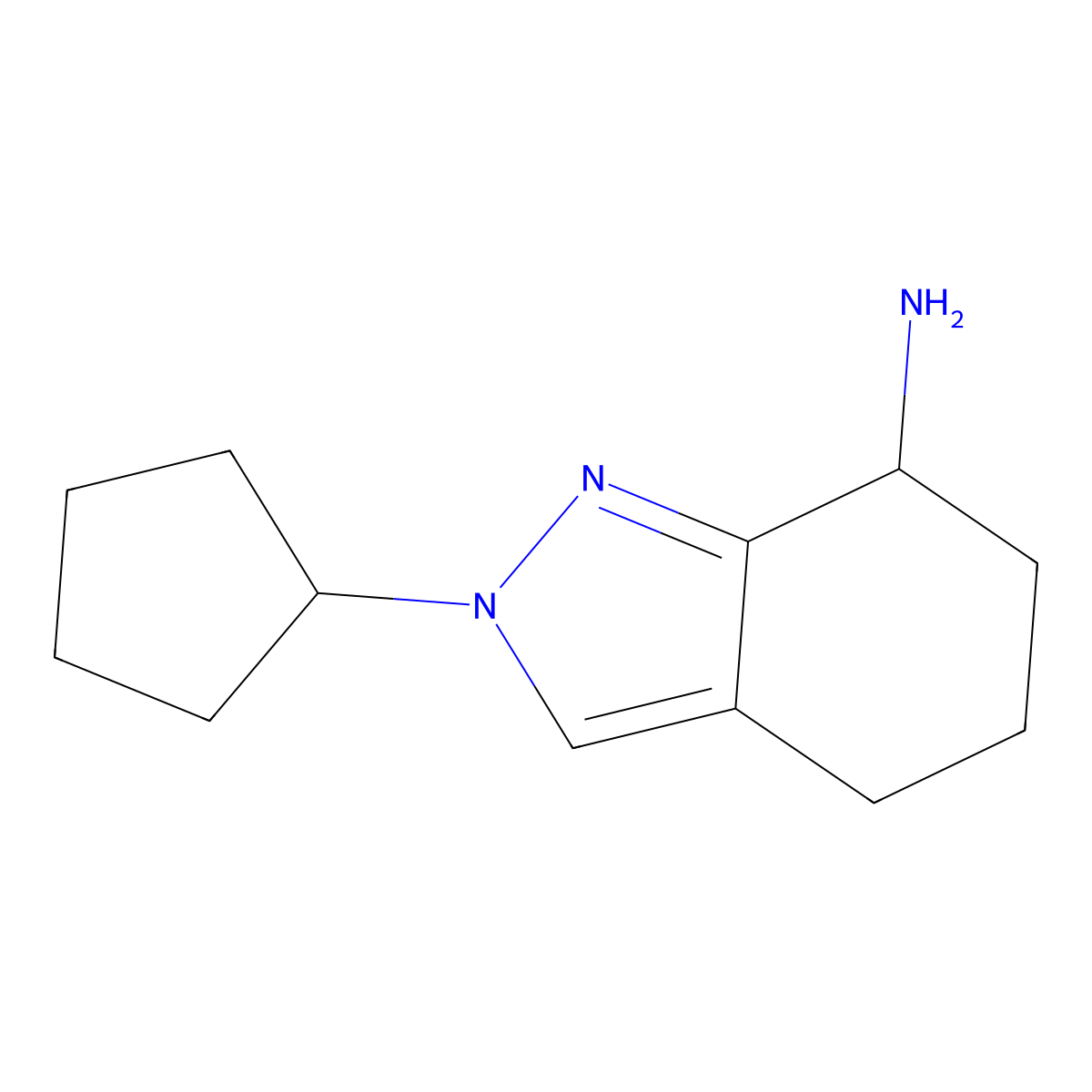 2-cyclopentyl-4,5,6,7-tetrahydro-2H-indazol-7-amine molecular structure, CAS 1461705-82-7
