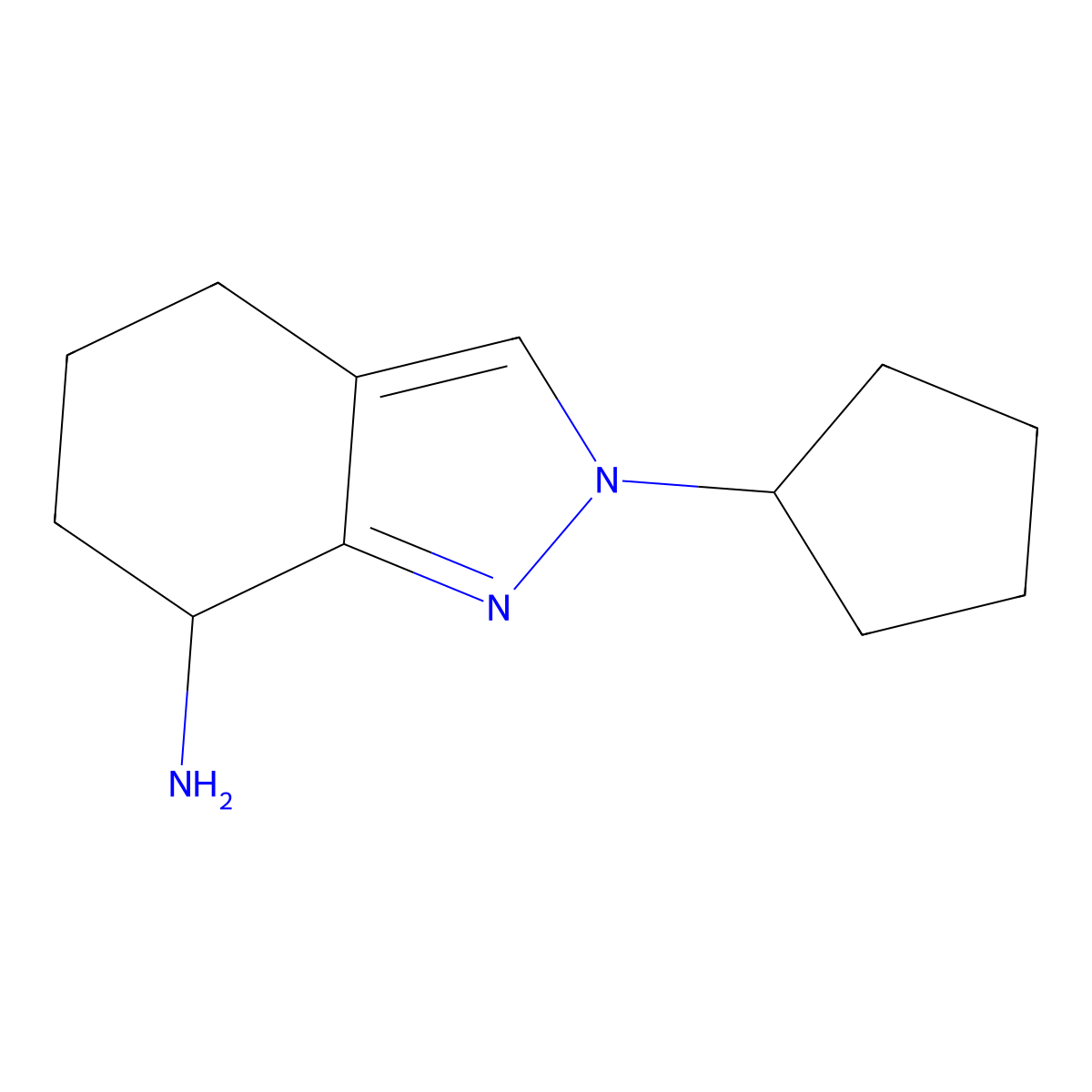 2-cyclopentyl-4,5,6,7-tetrahydro-2H-indazol-7-amine molecular structure, CAS 1461705-82-7