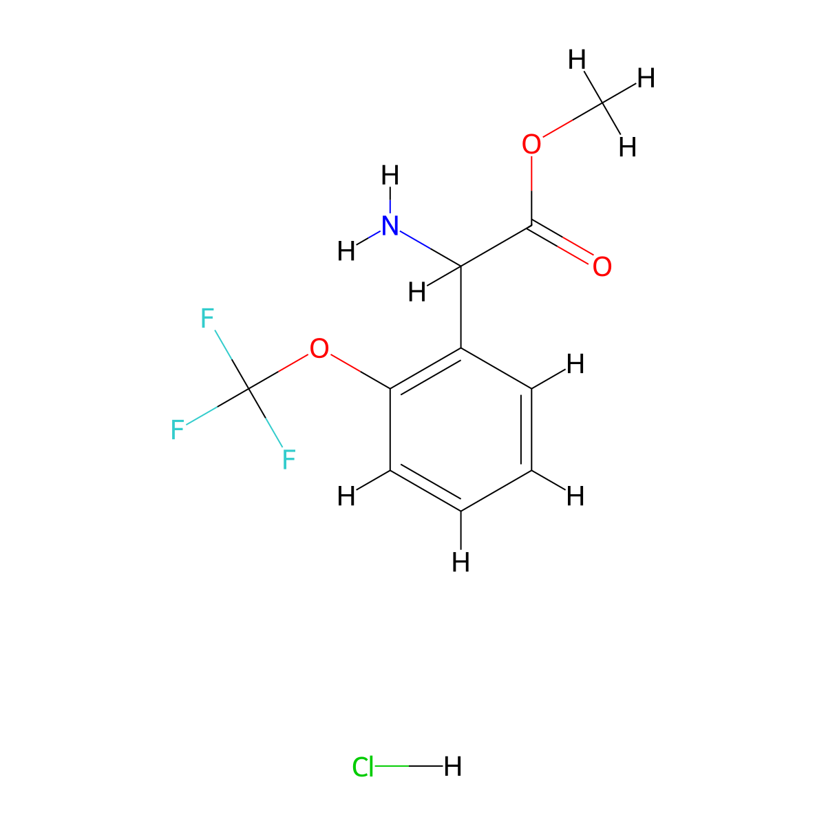 Methyl 2-amino-2-(2-(trifluoromethoxy)phenyl)acetate hydrochloride molecular structure, CAS 1461705-85-0