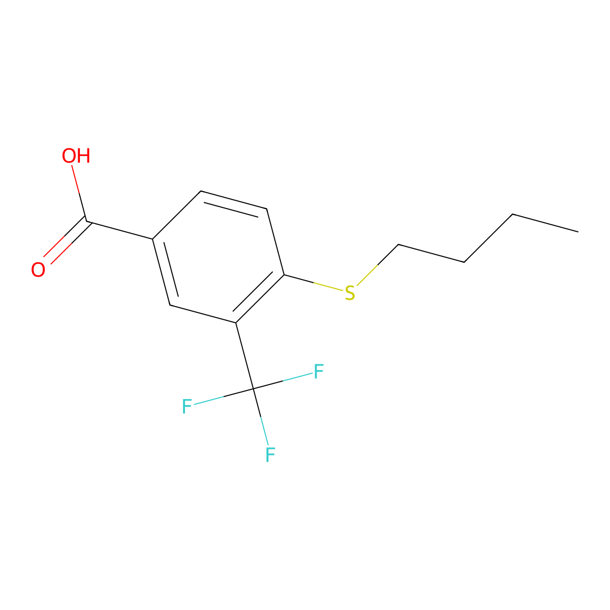 4-(Butylsulfanyl)-3-(trifluoromethyl)benzoic acid molecular structure, CAS 1461705-87-2