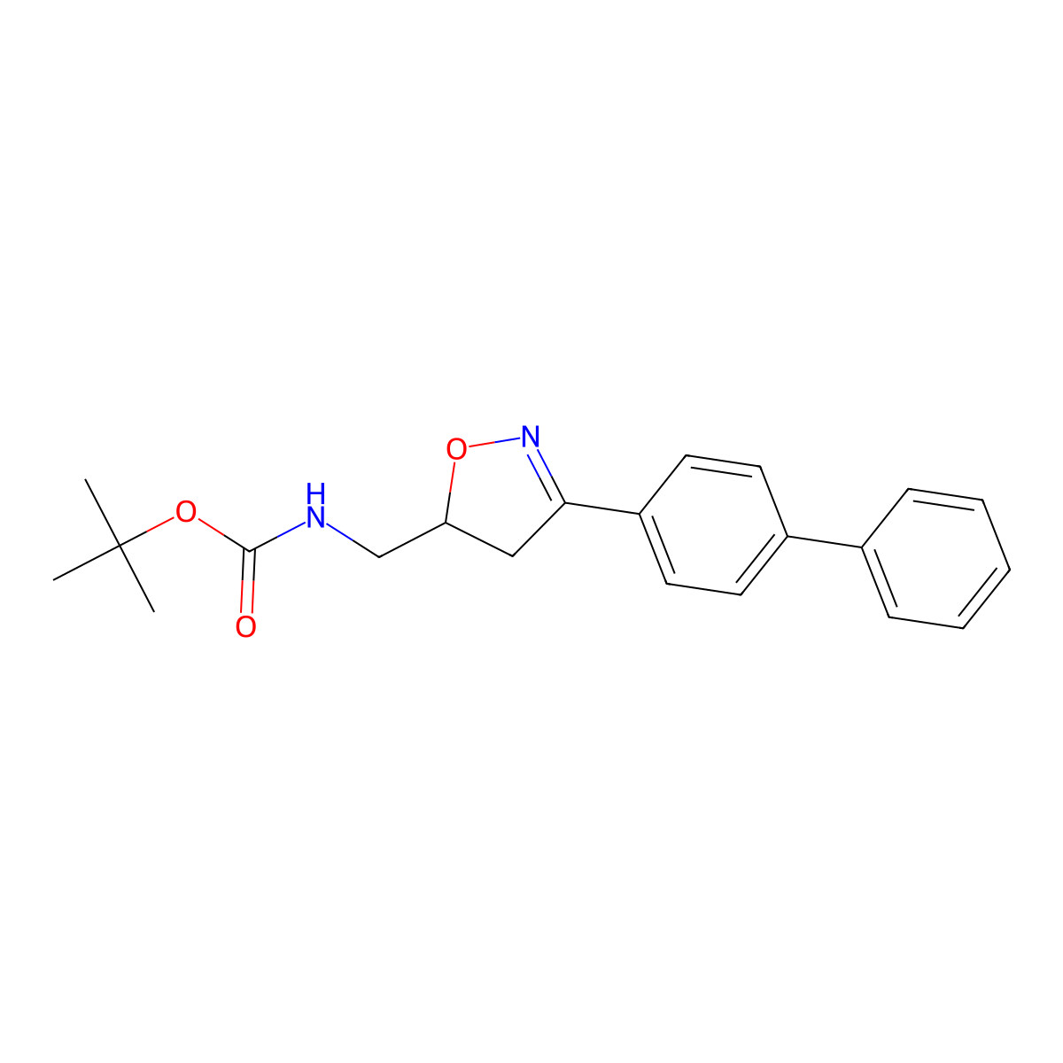 Tert-butyl ((3-([1,1'-biphenyl]-4-YL)-4,5-dihydroisoxazol-5-YL)methyl)carbamate molecular structure, CAS 1461705-89-4