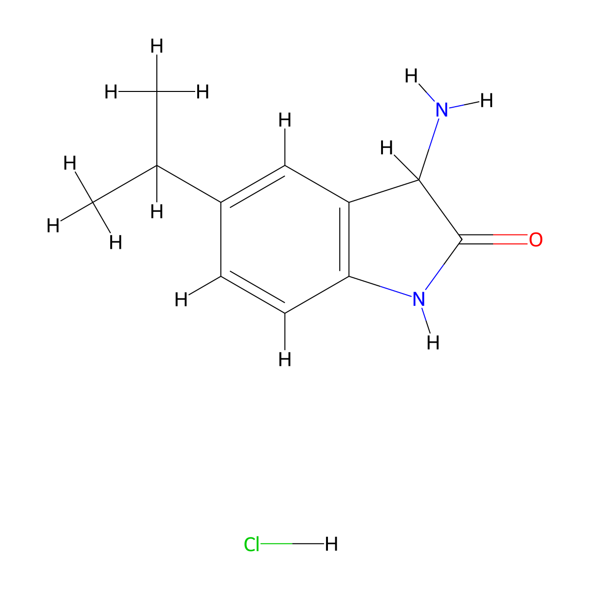 3-amino-5-(propan-2-yl)-2,3-dihydro-1H-indol-2-one hydrochloride molecular structure, CAS 1461705-90-7