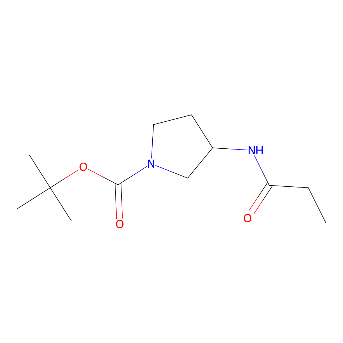 Tert-butyl 3-propanamidopyrrolidine-1-carboxylate molecular structure, CAS 1461705-91-8