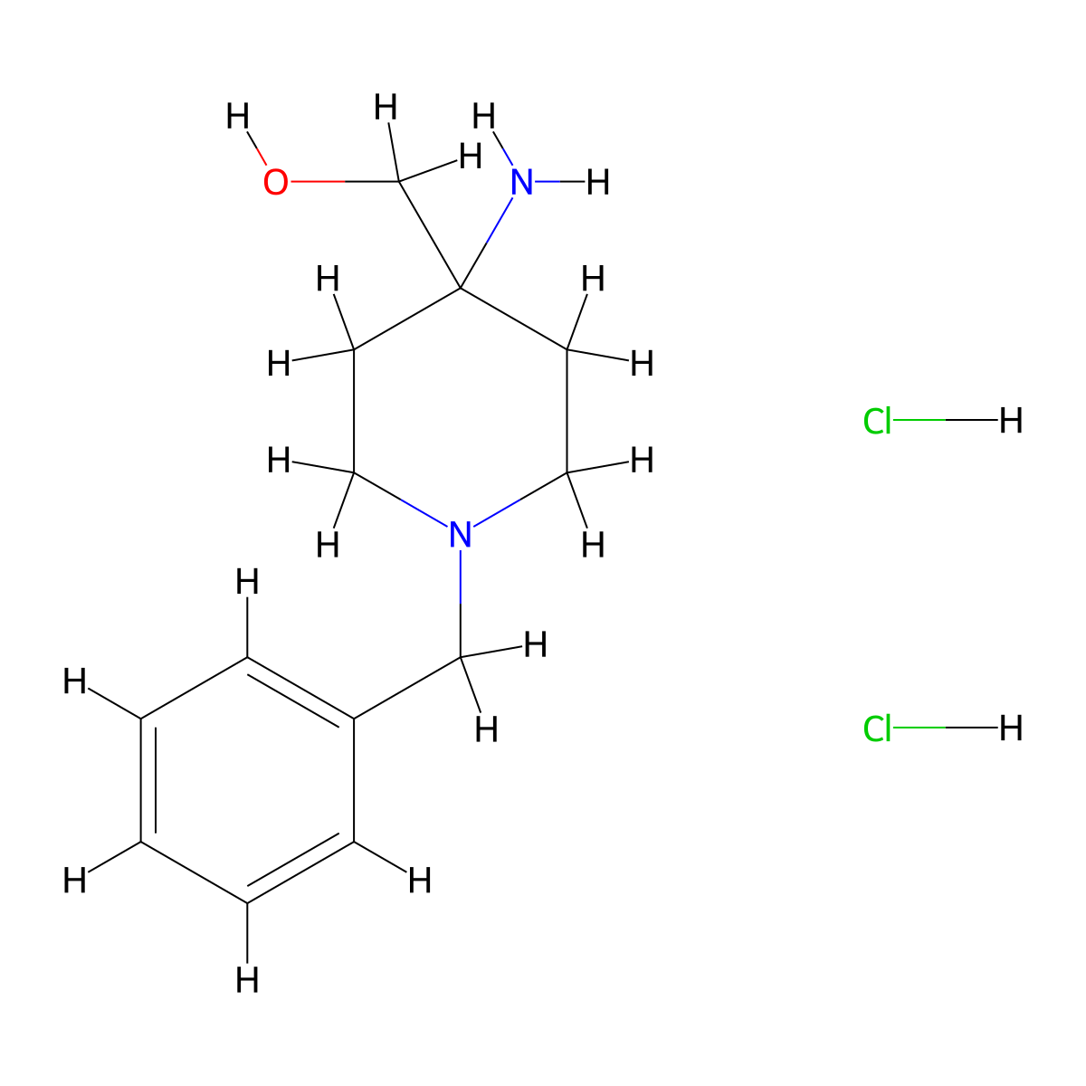 (4-Amino-1-benzylpiperidin-4-yl)methanol dihydrochloride molecular structure, CAS 1461706-01-3
