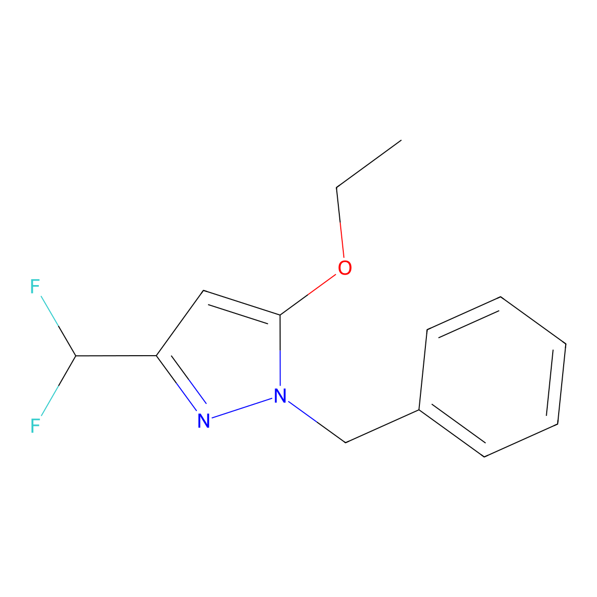 1-benzyl-3-(difluoromethyl)-5-ethoxy-1H-pyrazole molecular structure, CAS 1461706-12-6