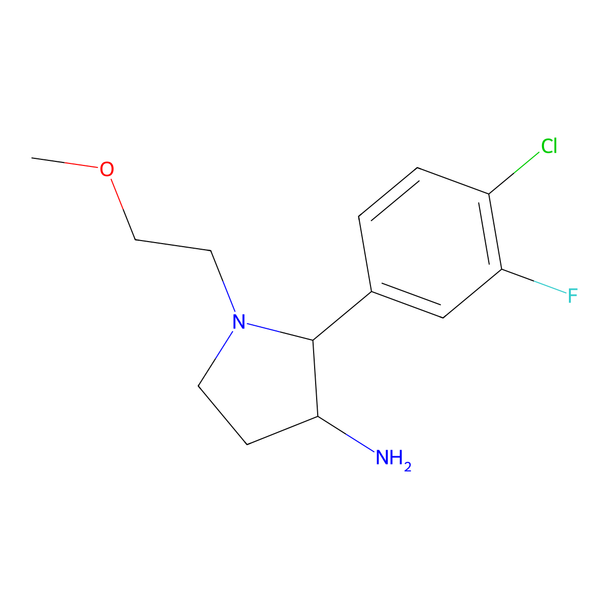 2-(4-Chloro-3-fluorophenyl)-1-(2-methoxyethyl)pyrrolidin-3-amine molecular structure, CAS 1461706-13-7