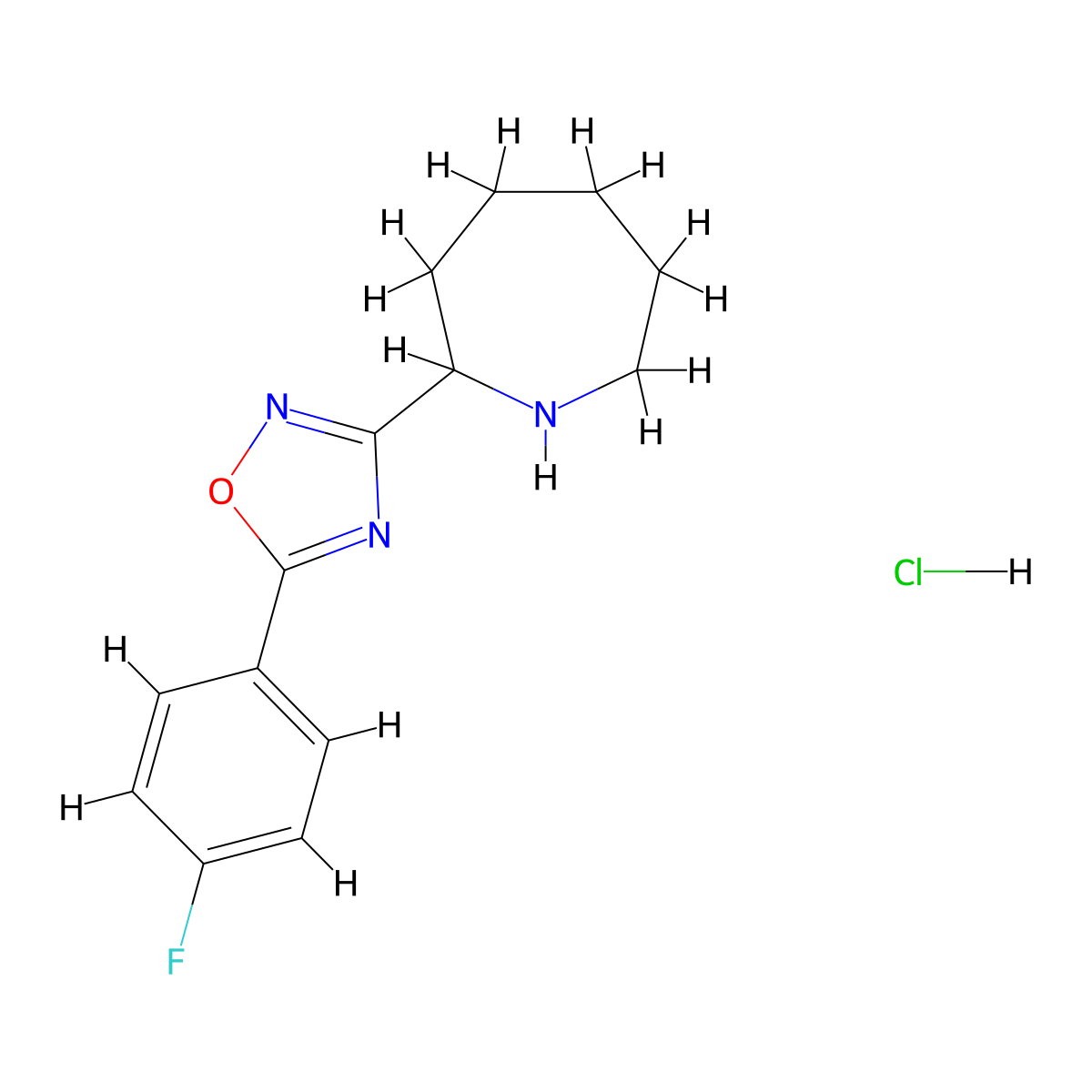 2-[5-(4-Fluorophenyl)-1,2,4-oxadiazol-3-yl]azepane hydrochloride molecular structure, CAS 1461706-14-8