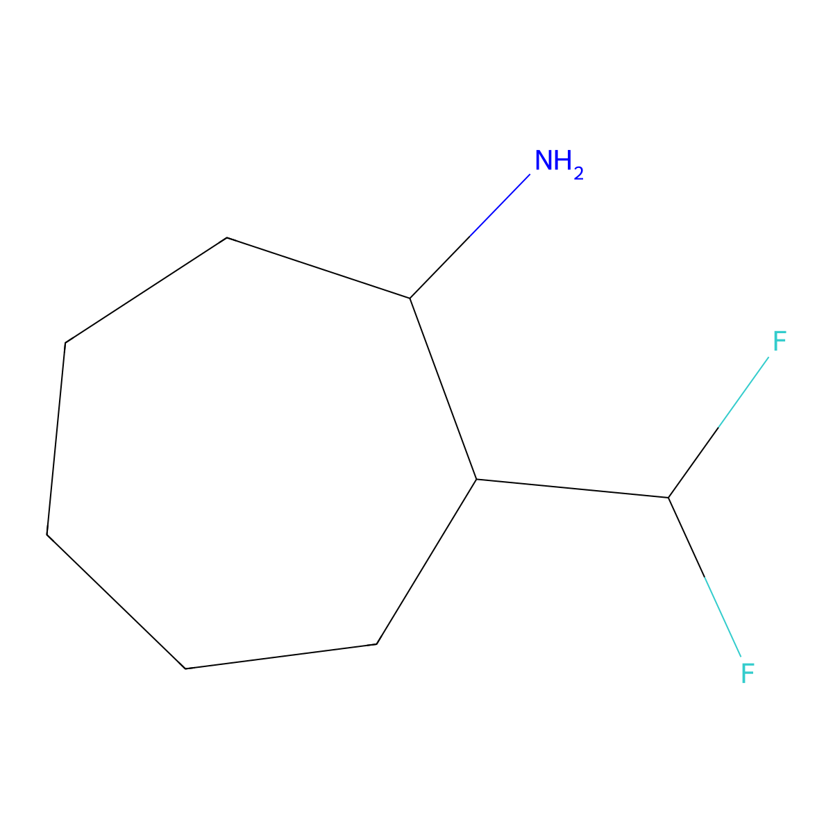 2-(Difluoromethyl)cycloheptan-1-amine molecular structure, CAS 1461706-18-2