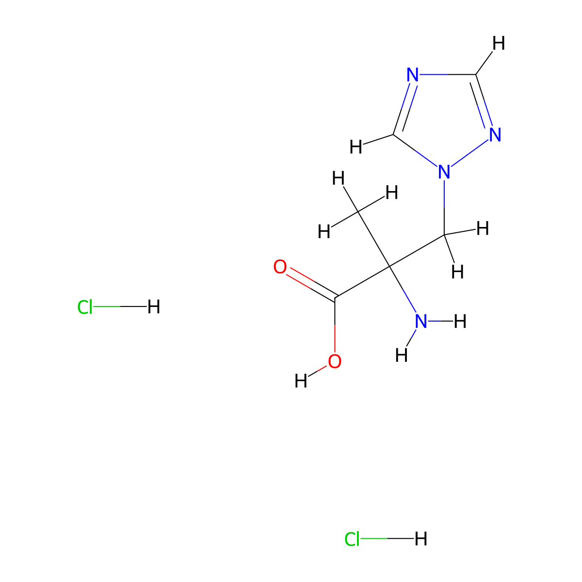2-amino-2-methyl-3-(1H-1,2,4-triazol-1-yl)propanoic acid dihydrochloride molecular structure, CAS 1461706-20-6