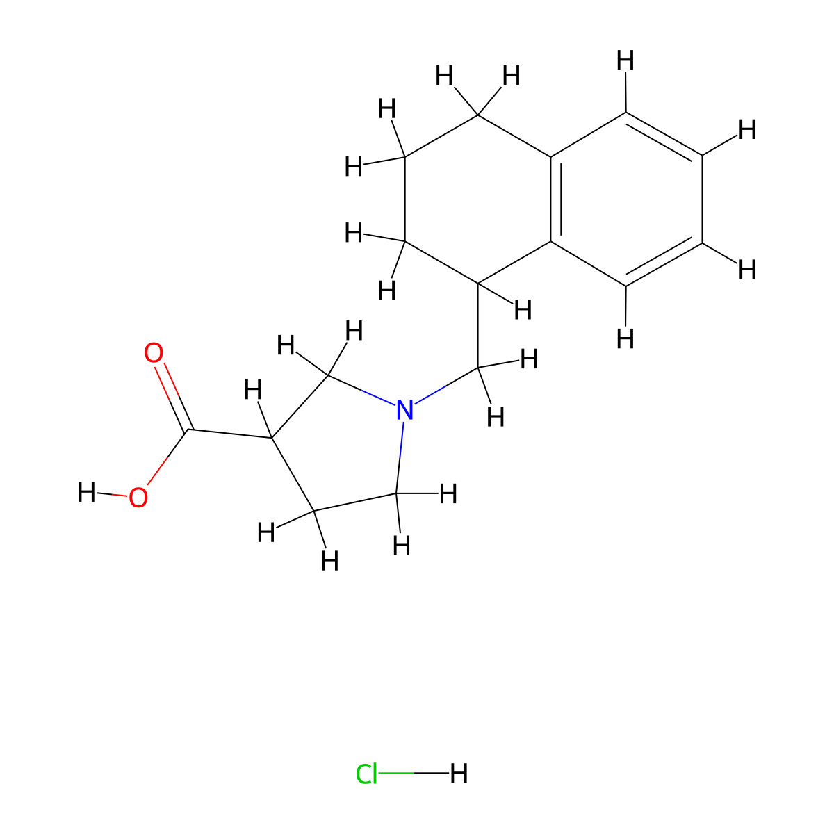 1-(1,2,3,4-Tetrahydronaphthalen-1-ylmethyl)pyrrolidine-3-carboxylic acid hydrochloride molecular structure, CAS 1461706-23-9