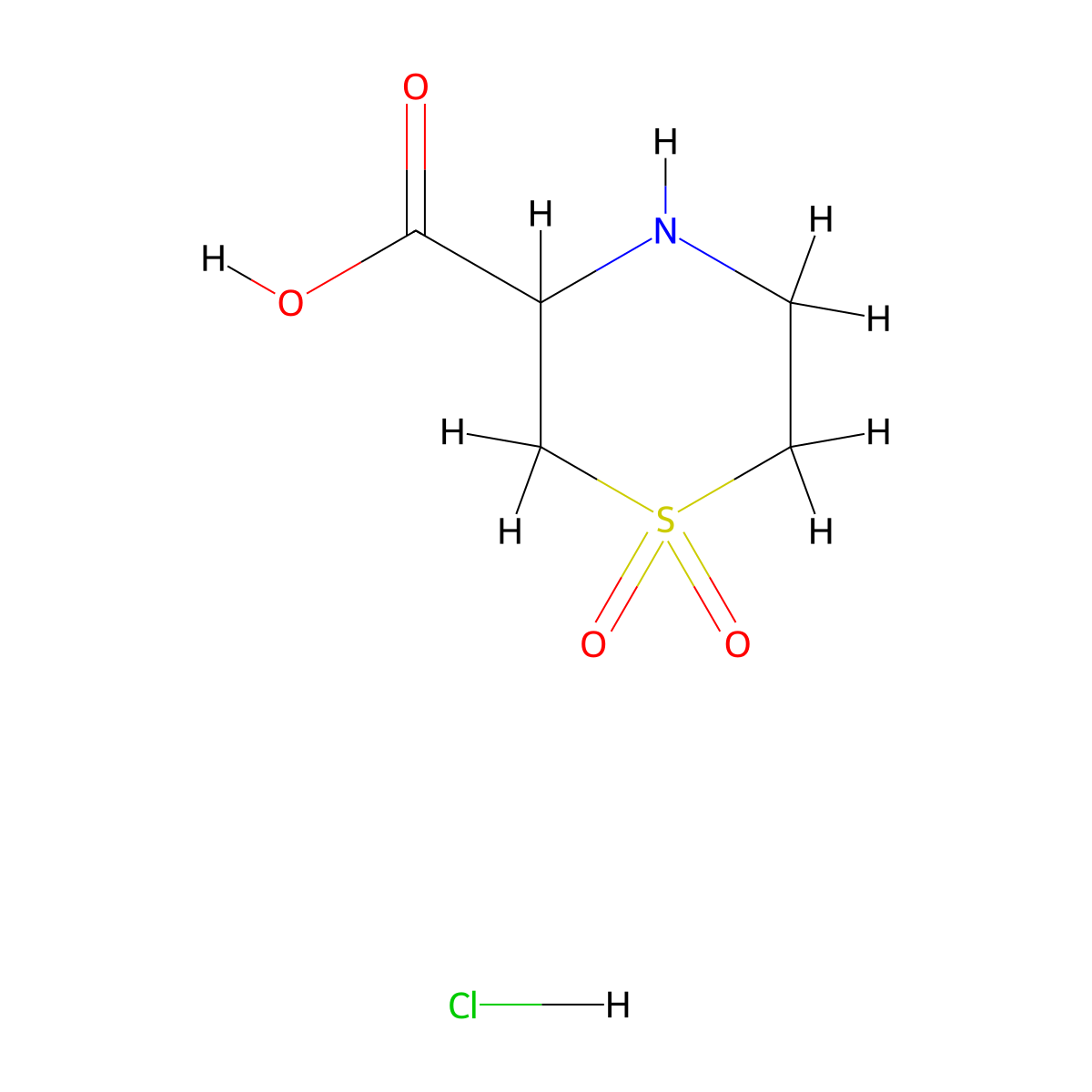 1,1-Dioxo-1lambda6-thiomorpholine-3-carboxylic acid hydrochloride molecular structure, CAS 1461706-29-5