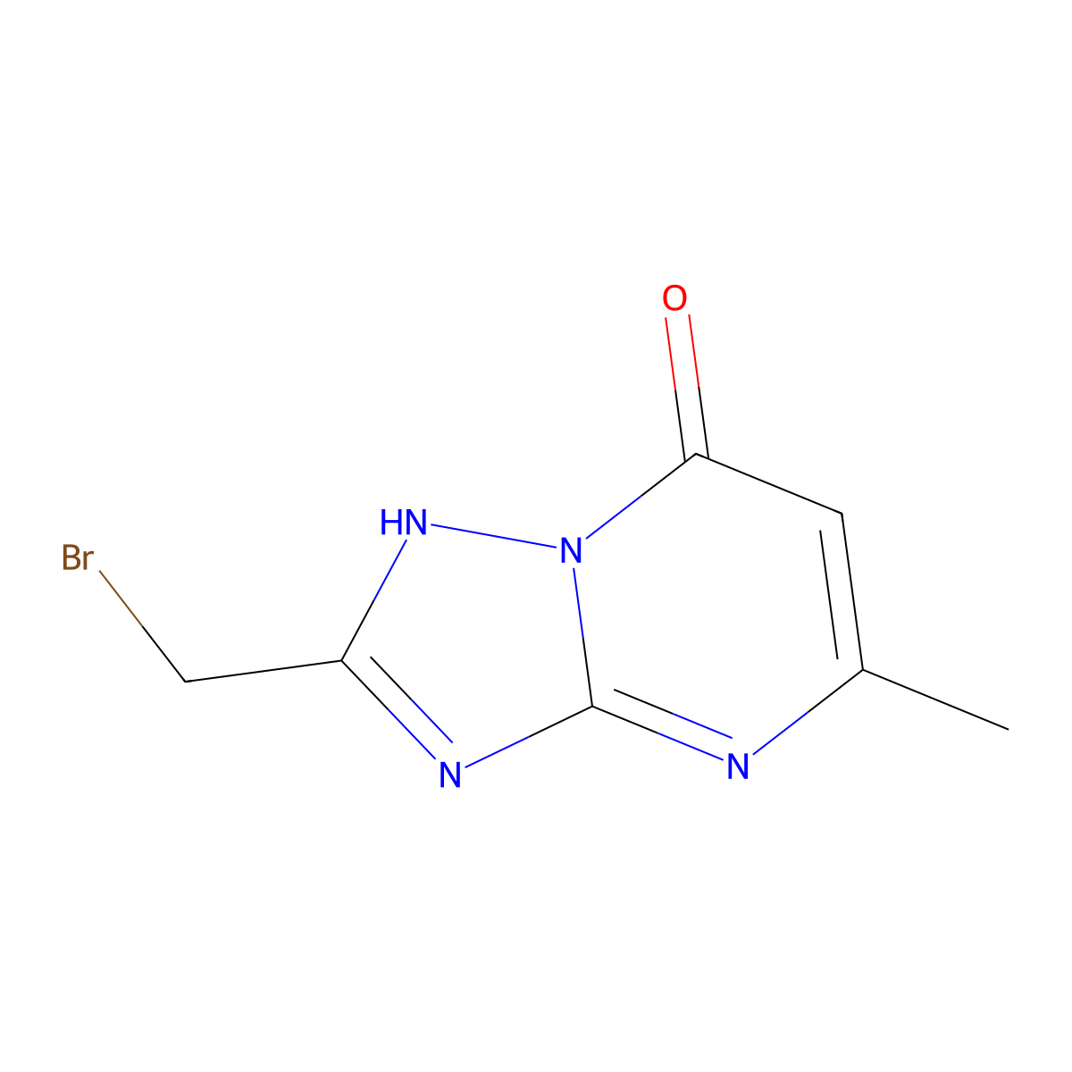 2-(bromomethyl)-5-methyl-4H,7H-(1,2,4)triazolo(1,5-a)pyrimidin-7-one molecular structure, CAS 1461706-31-9