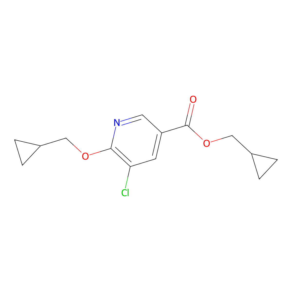 Cyclopropylmethyl 5-chloro-6-(cyclopropylmethoxy)pyridine-3-carboxylate molecular structure, CAS 1461706-36-4