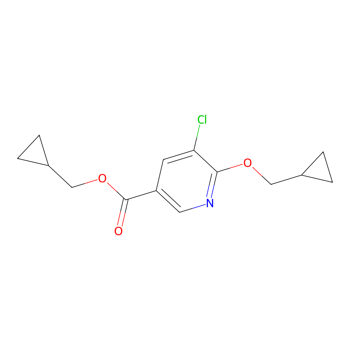 Cyclopropylmethyl 5-chloro-6-(cyclopropylmethoxy)pyridine-3-carboxylate molecular structure, CAS 1461706-36-4