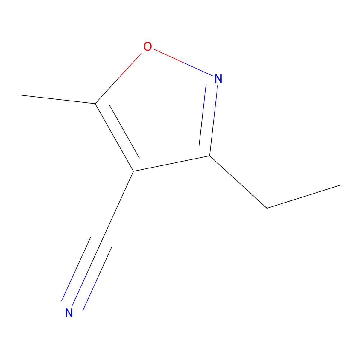 3-Ethyl-5-methyl-1,2-oxazole-4-carbonitrile molecular structure, CAS 1461706-44-4