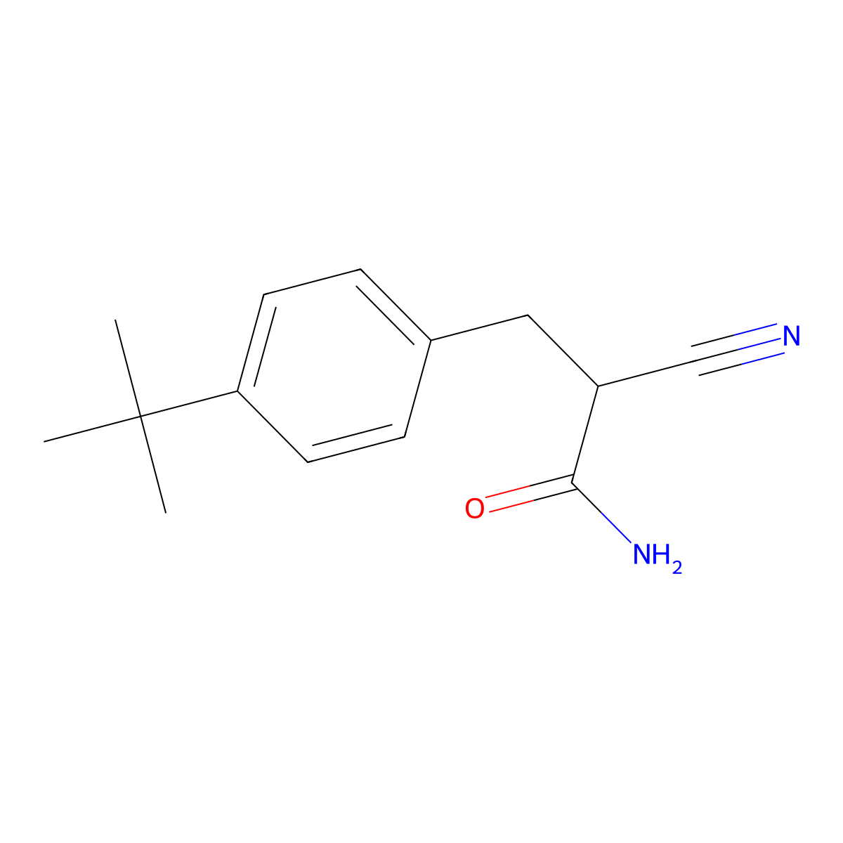3-(4-Tert-butylphenyl)-2-cyanopropanamide molecular structure, CAS 1461706-49-9