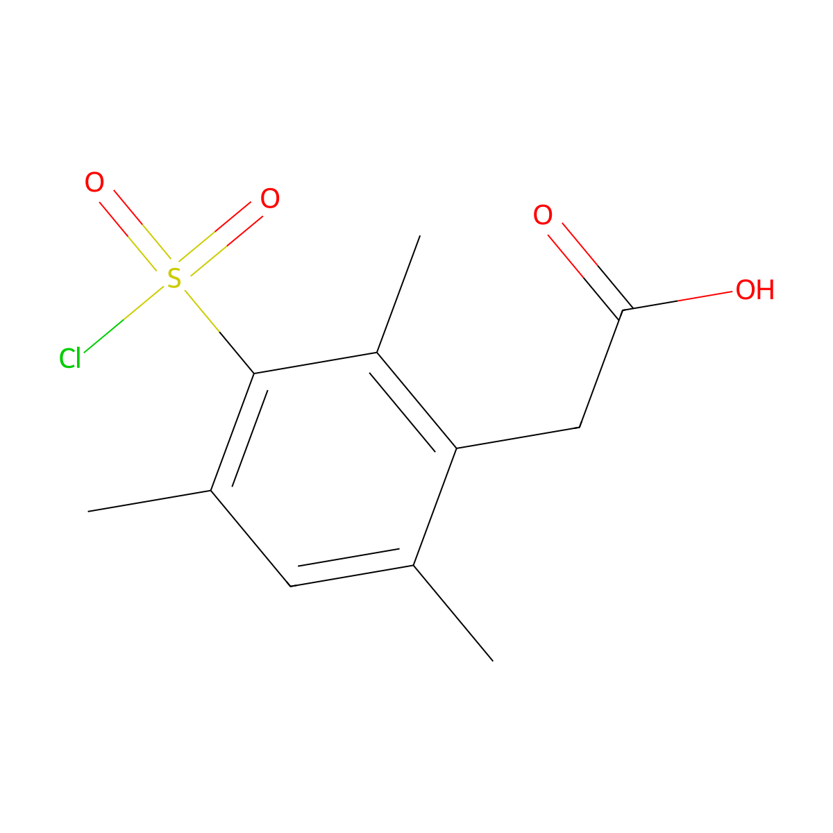 2-(3-(Chlorosulfonyl)-2,4,6-trimethylphenyl)acetic acid molecular structure, CAS 1461706-50-2