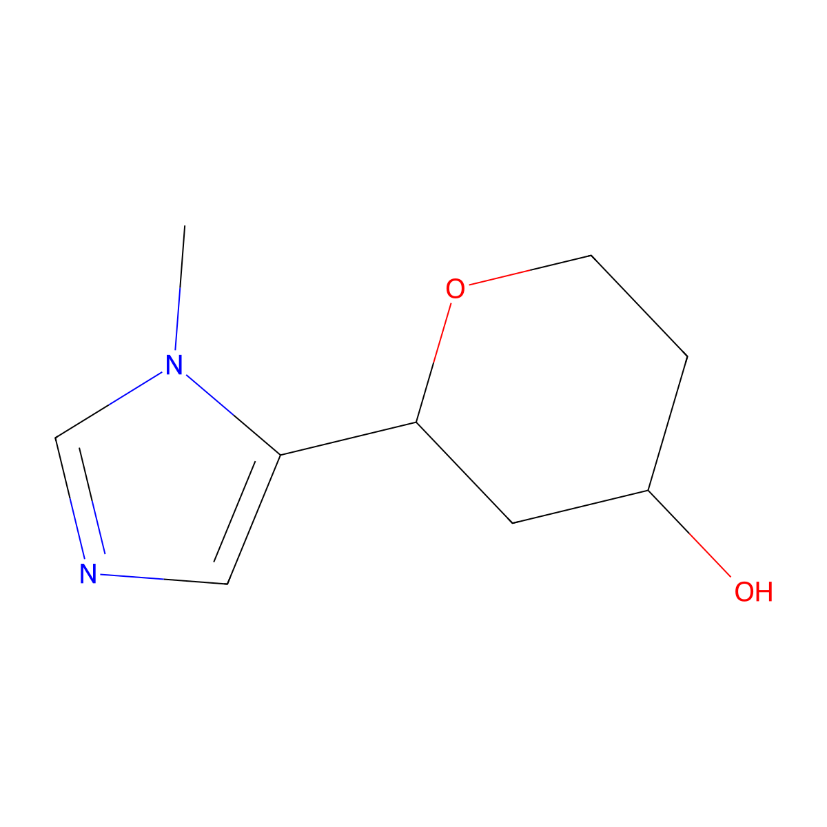 2-(1-methyl-1H-imidazol-5-yl)oxan-4-ol molecular structure, CAS 1461706-51-3
