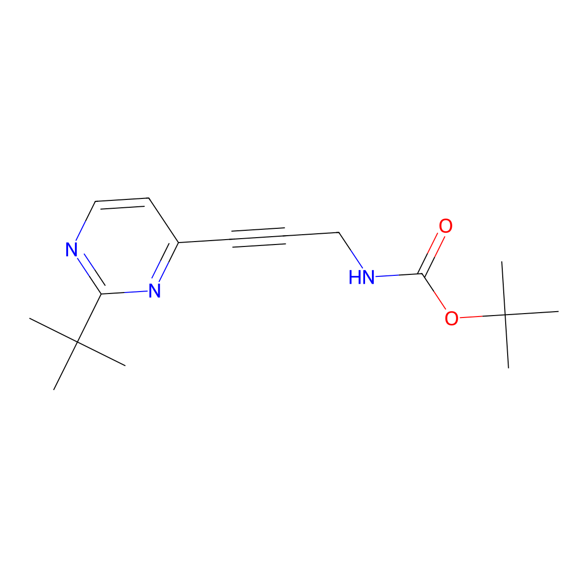 tert-butyl N-[3-(2-tert-butylpyrimidin-4-yl)prop-2-yn-1-yl]carbamate molecular structure, CAS 1461706-54-6