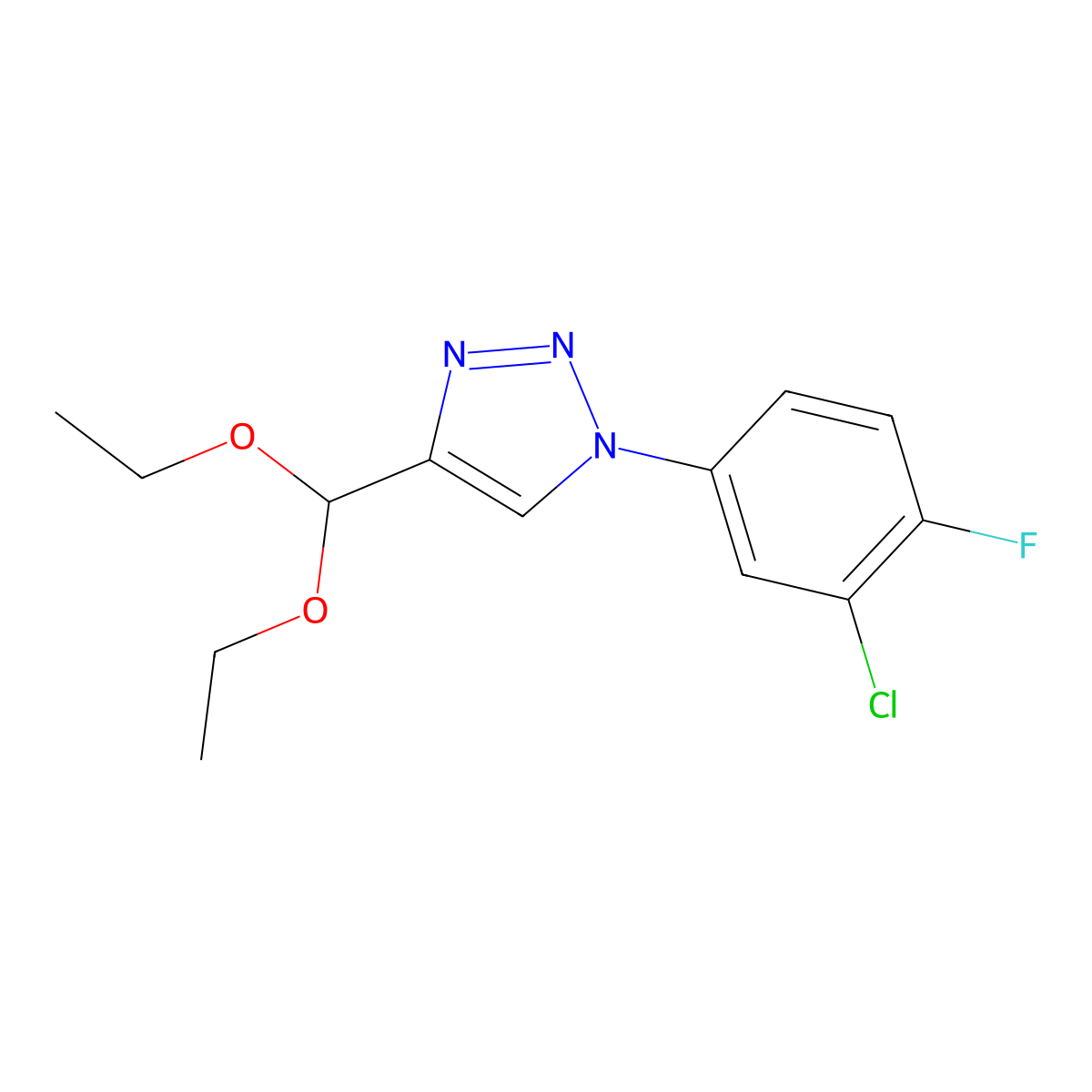 1-(3-chloro-4-fluorophenyl)-4-(diethoxymethyl)-1H-1,2,3-triazole molecular structure, CAS 1461706-60-4