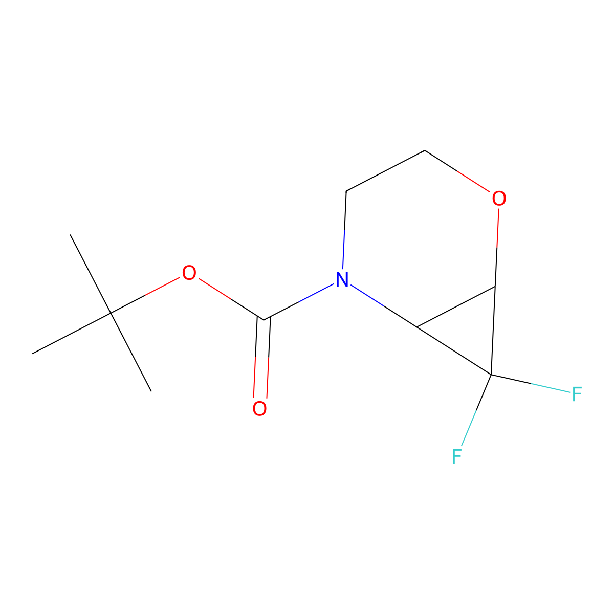 tert-Butyl 7,7-difluoro-2-oxa-5-azabicyclo[4.1.0]heptane-5-carboxylate molecular structure, CAS 1461706-61-5