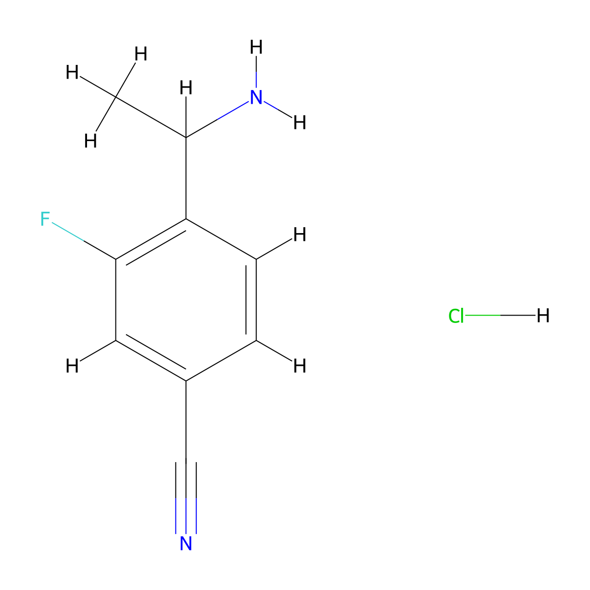 4-(1-Aminoethyl)-3-fluorobenzonitrile hydrochloride molecular structure, CAS 1461706-66-0