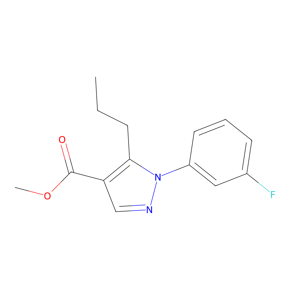 methyl 1-(3-fluorophenyl)-5-propyl-1H-pyrazole-4-carboxylate molecular structure, CAS 1461706-70-6