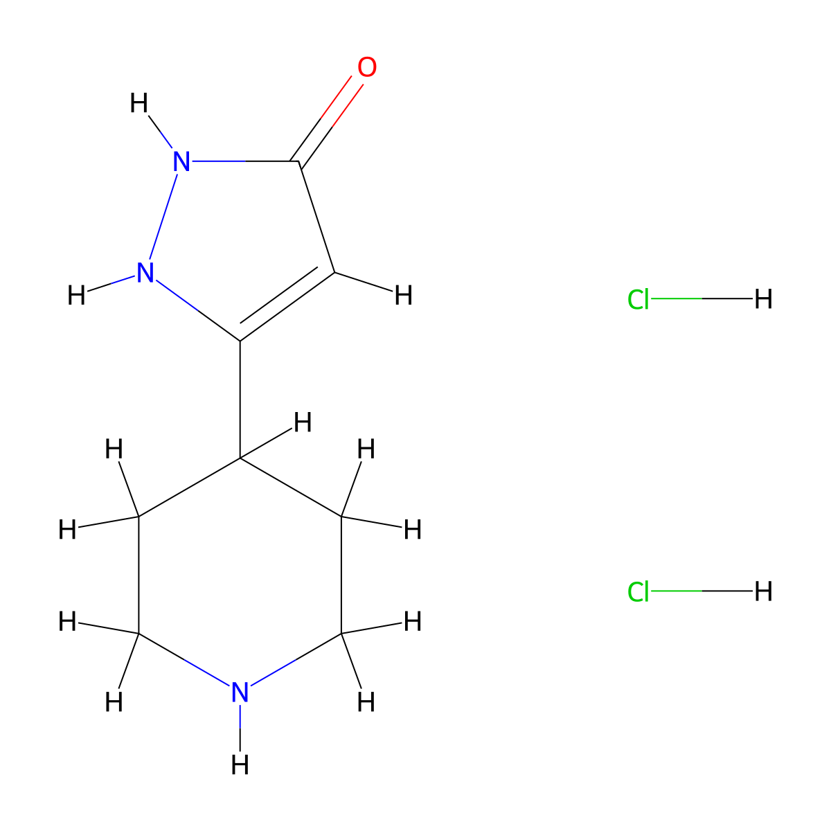 5-(piperidin-4-yl)-2,3-dihydro-1H-pyrazol-3-one dihydrochloride molecular structure, CAS 1461706-72-8