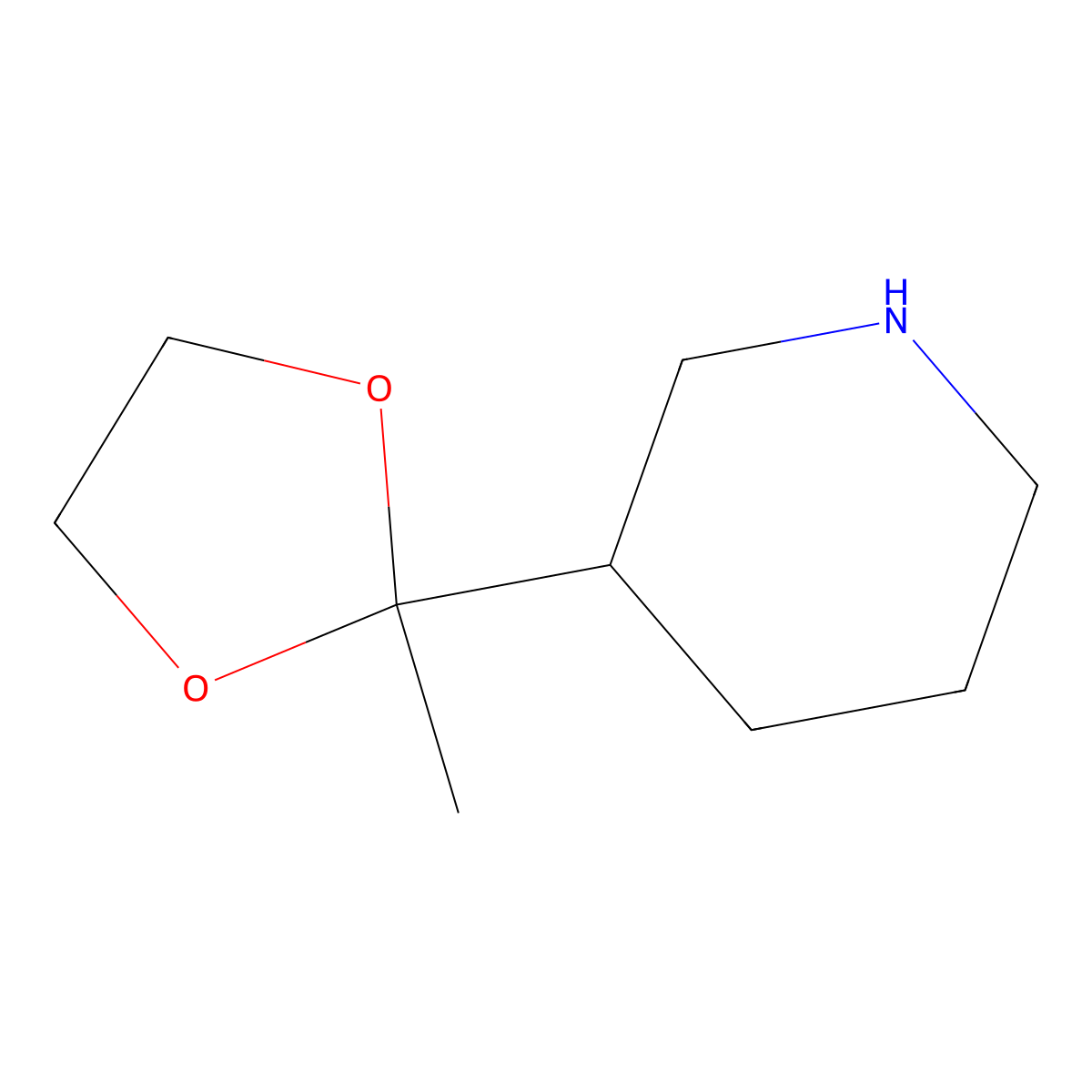 3-(2-Methyl-1,3-dioxolan-2-yl)piperidine molecular structure, CAS 1461706-84-2